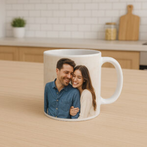 Taza personalizada con foto de pareja, regalo único y especial para amantes de la fotografía y el amor.