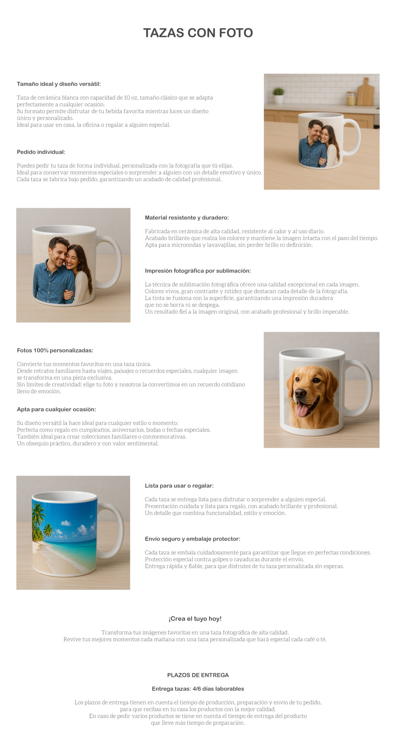 1. Tazas con foto personalizadas, ideales para regalos y momentos especiales.